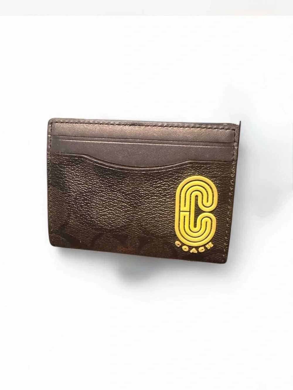 Men’s Coach Brown Wallet with Yellow C Logo